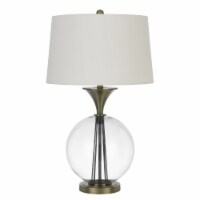 46 Inch Metal And Glass Globe Table Lamp, Dimmer, Brass Finish- Saltoro Sherpi