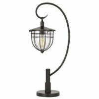 30 Inch Metal Downbridge Lantern Table Lamp, Bronze Black- Saltoro Sherpi