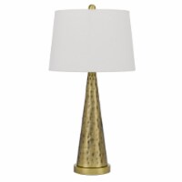 27 Inch Table Lamp with Metal Cone Hammered Brass Base- Saltoro Sherpi