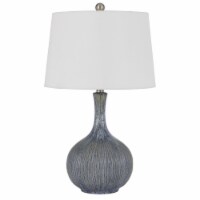 25 Inch Onion Table Lamp with Ribbed Texture and Dimmer, Gray- Saltoro Sherpi