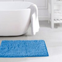 Slip-Resistant Shag Anna Chenille Soft Absorbent Bath Mat Bathroom Rug 17 x 24 Blue