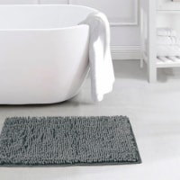 Slip-Resistant Shag Anna Chenille Soft Absorbent Bath Mat Bathroom Rug 17 x 24 Charcoal