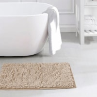 Slip-Resistant Shag Anna Chenille Soft Absorbent Bath Mat Bathroom Rug 17 x 24 Linen