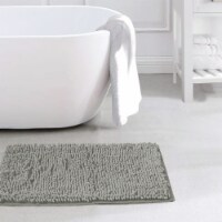 Slip-Resistant Shag Anna Chenille Soft Absorbent Bath Mat Bathroom Rug 17 x 24 Silver