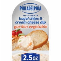Philadelphia Multigrain Bagel Chips & Garden Vegetable Cream Cheese Dip, Tray Perspective: Main