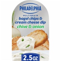 Philadelphia Multigrain Bagel Chips & Chive & Onion Cream Cheese Dip, Tray Perspective: Main