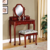 Makeup Vanity Set With Mirror, Reddish Brown- Saltoro Sherpi