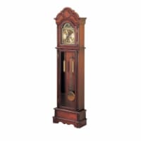 Old style Wooden Grandfather Clock with Chime, Brown- Saltoro Sherpi