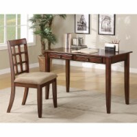 Coaster 2 Drawer Writing Desk with Chair in Chestnut and Tan
