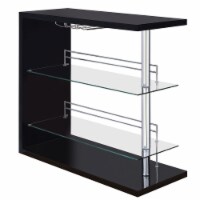 Enticing Rectangular Bar Unit with 2 Shelves and Wine Holder, Black- Saltoro Sherpi
