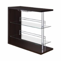 Modish Rectangular Bar Unit with 2 Shelves and Wine Holder, Brown- Saltoro Sherpi