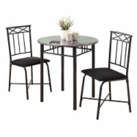 Dining Table Set 3pcs Set Small 30 Round Kitchen Metal Gray Marble Look