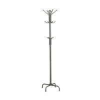 Coat Rack, Hall Tree, Free Standing, 12 Hooks, Entryway, 70 h, Bedroom, Metal, Grey,
