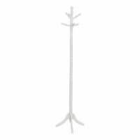 Coat Rack, Hall Tree, Free Standing, 6 Hooks, Entryway, 72 h, Bedroom, Wood, White,