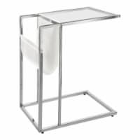 Snack, Magazine Storage Bedroom, Metal, Pu Leather Look, Tempered Glass, Chrome, Clear,