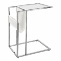 Snack, Magazine Storage Bedroom, Metal, Pu Leather Look, Tempered Glass, Chrome, Clear,