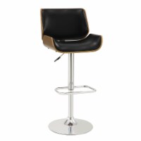Contemporary Small Back Adjustable Bar Height Stool, Black & Walnut- Saltoro Sherpi