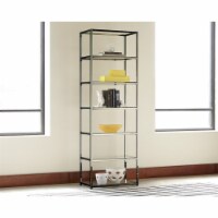 Coaster Contemporary 6-Shelf Glass Bookcase with Metal Frame in Black