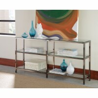 Industrial Metal Bookcase with Glass Shelves, Silver- Saltoro Sherpi