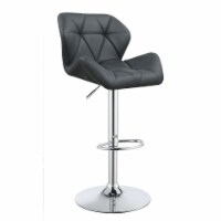 Elegant Adjustable Diamond Bar Stool with Chrome Base, Gray ,Set of 2- Saltoro Sherpi