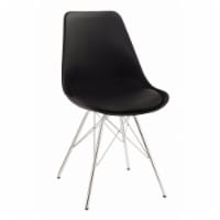 Contemporary Dining Chair With Chrome Legs, Black, Set of 2- Saltoro Sherpi