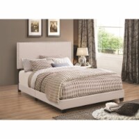 Coaster Boyd Fabric Upholstered Eastern King Bed with Nailhead Trim in Ivory