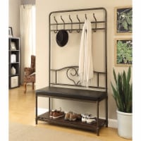 Black Metal Hall Tree With Additional Shelf- Saltoro Sherpi