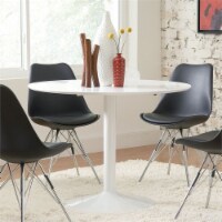 Coaster Lowry Round Pedestal Contemporary Wood Dining Table in White