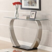Coaster Shearwater Glass Top Accent Console Table in Silver