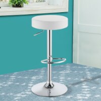 Classy Backless Adjustable Height Bar Stool, White- Saltoro Sherpi