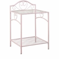 Coaster Massi Traditional 1-Shelf Metal Nightstand with Glass Top in Pink