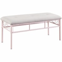 Coaster Massi Traditional Fabric Tufted Upholstered Bench in White