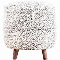 Coaster Grace Cotton Round Upholstered Accent Stool in Cream