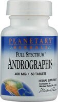 Planetary Herbals Full Spectrum™ Andographis Tablets 400 mg Perspective: front