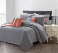 Harper Lane Charcoal/Rose Bed in a Bag Set - 9 Piece