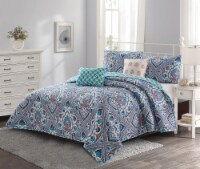 Harper Lane Blue & Coral Merriam 5 Piece Quilt Set