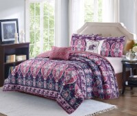 Harper Lane Blush & Purple Victoria 5 Piece Quilt Set