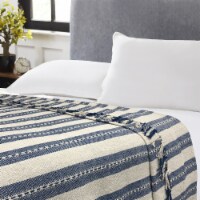 Harper Lane Blue & Beige Stripe Cotton Blanket