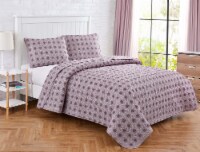 Harper Lane Purple Medallion 3 Piece Quilt Set