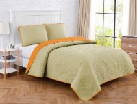 Harper Lane Solid Medallion Orange Reverse To Tan 3 Piece Quilt Set