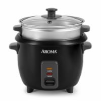 Aroma Pot-Style Rice Cooker and Food Steamer - Black/Silver