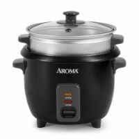 Aroma Pot-Style Rice Cooker and Food Steamer - Black/Silver