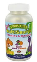 KAL Dinosaurs MultiSaurus Children's Vitamins and Minerals Berry Grape and Orange Chewables Perspective: front
