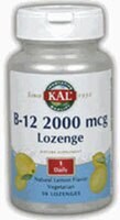 KAL B-12 Lemon Lozenges 2000mcg Perspective: front