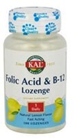 Kal  Folic Acid And B-12 Lemon Lozenges Perspective: front