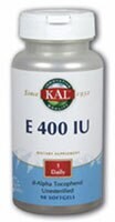 Kal  E-400 d-Alpha Tocopherol Softgels 100 iu Perspective: front