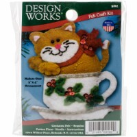 Design Works Felt Ornament Applique Kit 3 X4 -Teacup Cat
