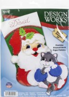 Design Works Felt Stocking Applique Kit 18 Long-Santa W/Kitten
