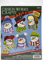Design Works Plastic Canvas Ornament Kit 3 X3.5  Set Of 6-Snowmen In Hats (14 Count)