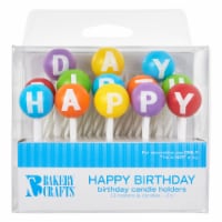 Bakery Crafts Happy Birthday Candle Holders & White Birthday Candles